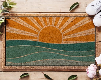 Vibrant Boho Sunset Doormat, Brighten Your Entryway Decor, Add a Pop of Color to your Home Entrance