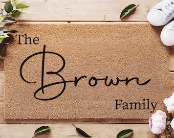 Personalized Family Last Name Doormat - Housewarming Gift  - Family Name Doormat  - Personalized Doormat - Custom Family Welcome Mat