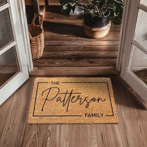 Custom Personalized Coir Doormat - Best Seller Customized Doormat - Housewarming Gift - Decorative Coir Mat - Closing Gift - Last Name Rug