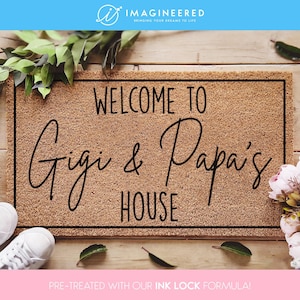Welcome to Gigi and Papa's House Doormat, Grandparent Gifts,Custom Grandparents Doormat,Papa's House Doormat,Personalized Grandparents Gifts