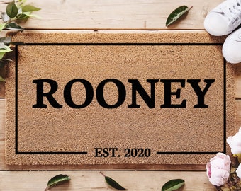 Custom Family Surname Doormat - Personalized Doormat - Customized Name Welcome Mat - Established Date - Home Decor