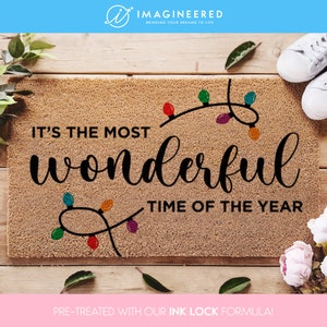 It's The Most Wonderful Time Of The Year - Christmas Holiday Doormat - Christmas Welcome Doormat - Festive Porch Decor - Xmas Holiday Decor
