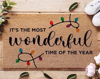 It's The Most Wonderful Time Of The Year - Christmas Holiday Doormat - Christmas Welcome Doormat - Festive Porch Decor - Xmas Holiday Decor