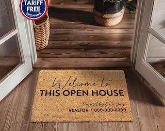 Welkom bij deze open huis deurmat onroerend goed - deurmat zakelijk - deurmat makelaar marketing - makelaar aangepaste kokos deurmat - vloerkleed makelaar