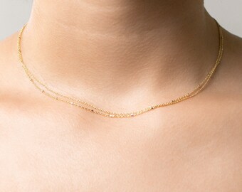 Double Necklace | 14k Gold Necklace | Gift for Her | Gift for Mom | Mother's Day Gift