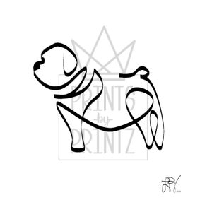 Bulldog Abstract Line Art, Printed, 8&quot; x 8&quot;, 10&quot; x 10&quot;, or  12&quot; x 12&quot; (Unframed)