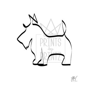 Scottie/Schnauzer Abstract Line Art, Printed, 8&quot; x 8&quot;, 10&quot; x 10&quot;, or  12&quot; x 12&quot; (Unframed)