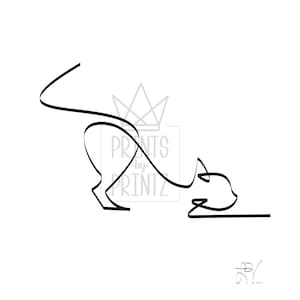 Cat Abstract Line Art, Printed, 8&quot; x 8&quot;, 10&quot; x 10&quot;, or  12&quot; x 12&quot; (Unframed)