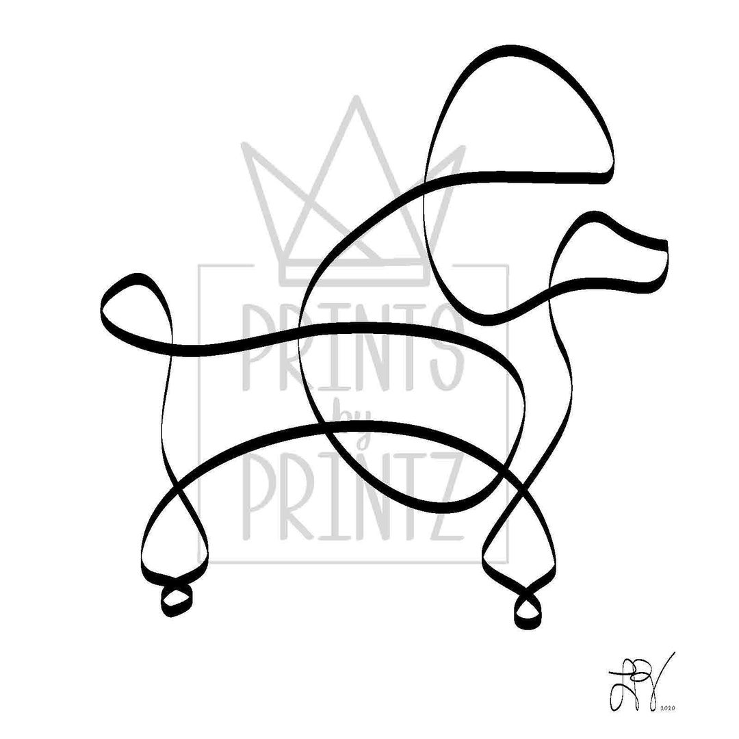 Poodle Abstract Line Art, Printed, 8