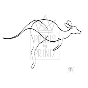 Kangaroo Abstract Line Art, Printed, 8&quot; x 8&quot;, 10&quot; x 10&quot;, or  12&quot; x 12&quot; (Unframed)