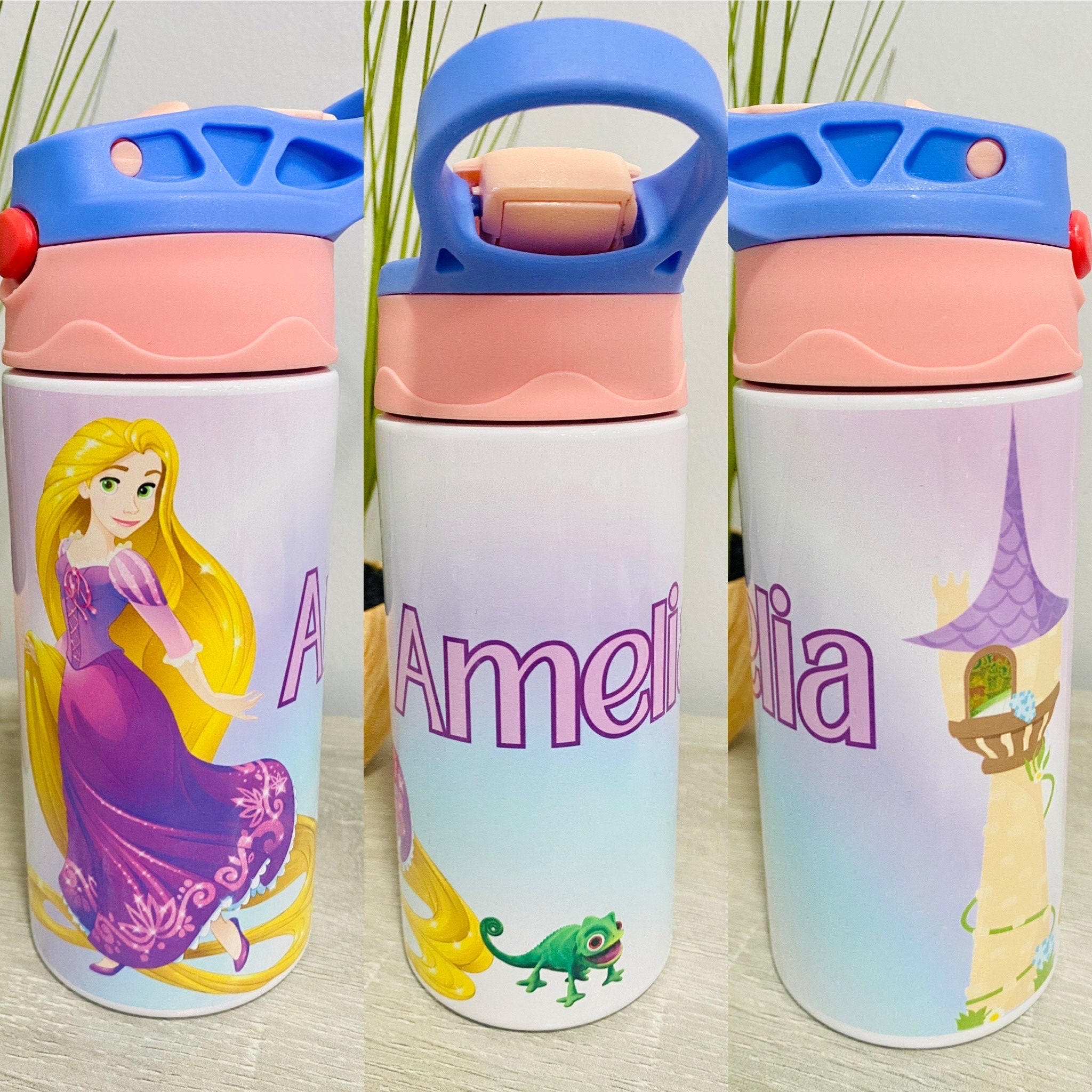 Everyday Delights Disney Princess Rapunzel Snow White Water Bottle Double  Covers with Straw and Strap 520ml Pink
