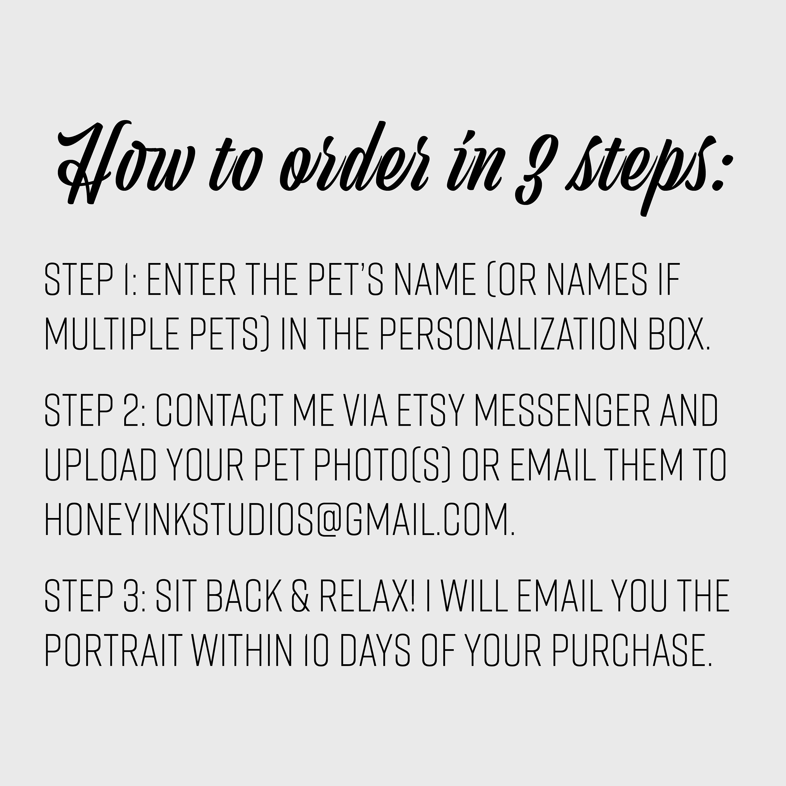 Custom Pet Portrait With Cursive Name Printable Digital Etsy