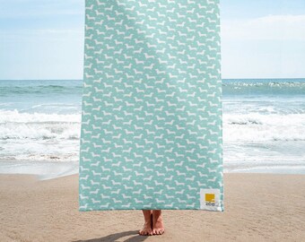 Dachshund Beach Towel Weiner dog Sausage dog Doxie Aqua