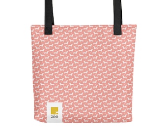 DACHSHUND Tote Bag Pink Reusable Grocery Bag Gift for Wienner Lovers Unique Bag