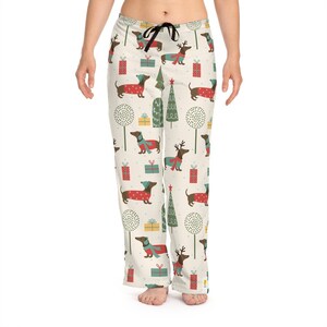 Christmas dachshund Women's Pajama Pants imagem 2