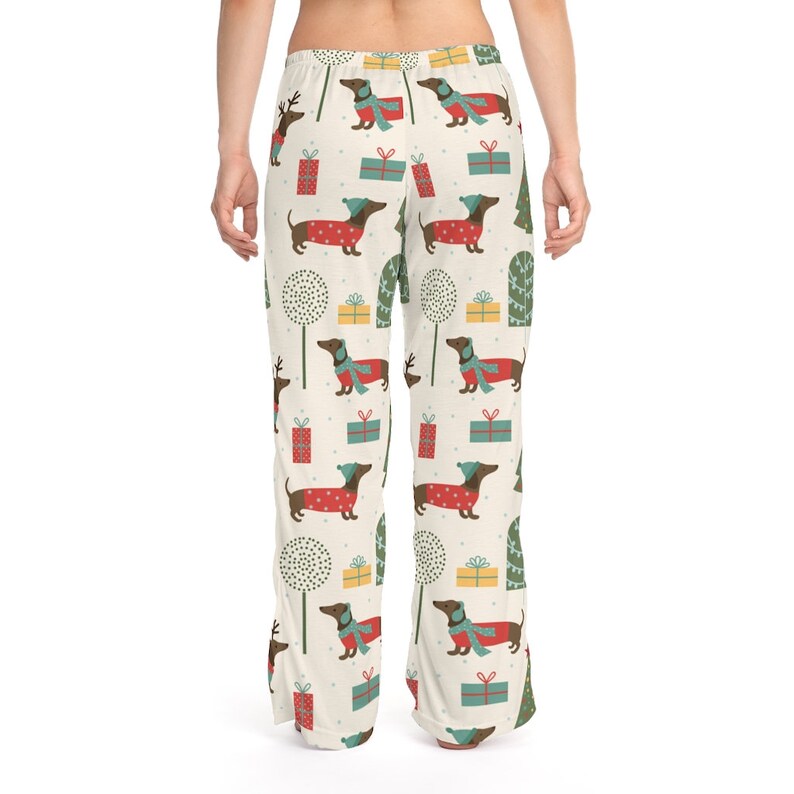 Christmas dachshund Women's Pajama Pants imagem 3