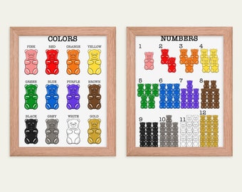 Set of 2 Educational Posters | Colors Poster | Numbers Poster | Montessori Posters | Classroom Decor | Digital Download