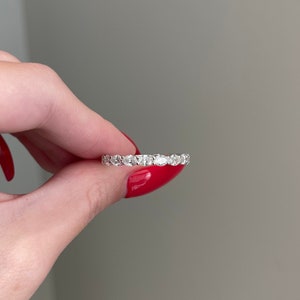 Brilliant Oval Cut Moissanite Eternity Band, Moissanite Stackable Eternity Band, 3/4way Eternity Band, 10K, 14K 18K Gold & Platinum