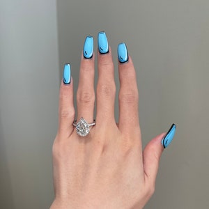 6.5 Carat Crushed Ice Pear Shape Moissanite Hidden Halo Pavé Engagement Ring, D VVS1, 10K, 14K, 18K Gold