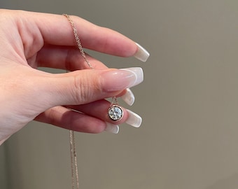 Collar con colgante de moissanita de 1 quilate, plata de ley con baño de oro rosa, DEF VVS1