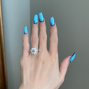 5 Carat Brilliant Round Moissanite 6-Prong High Profile Pavé Engagement Ring, D VVS1, 10K, 14K, 18K Gold & Platinum