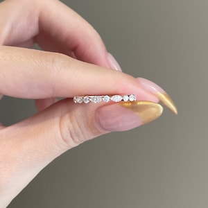 Brilliant Marquise & Round Moissanite Eternity Band, Moissanite Wedding Band, Moissanite Band, Stackable Ring, D VVS1, Solid Gold