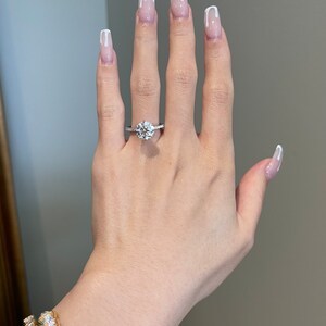 2.5 Carat Brilliant Round Moissanite 6-Prong Pavé Engagement Ring, D VVS1, 10K, 14K, 18K Gold, Platinum