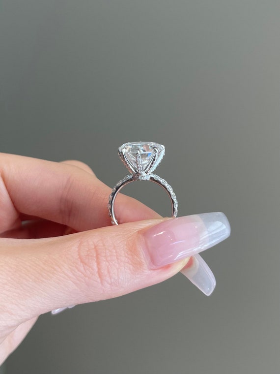 JOVOVASMILE 7 Carat Moissanite Rings 18K Gold Ring 9x13mm Emerald Cut  Moissanite Diamond Rings Engagement Women Wedding Rings
