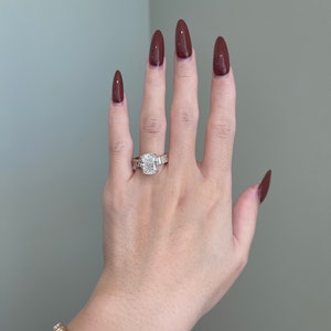 4.5 Carat Crushed Ice Cushion Cut Moissanite 4-Prong Hidden Halo Pavé Basket Iced Out U-Prong Cushion Pavé Engagement Ring, D VVS1