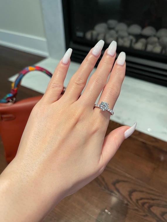 Moissanite pave engagement sale ring
