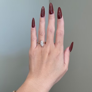 2 Carat Crushed Ice Marquise Cut Moissanite 6-Prong Hidden Halo Solitaire Engagement Ring, D VVS1, 10K, 14K, 18K Gold & Platinum