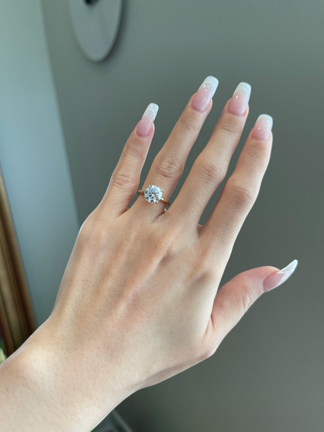 Carat Brilliant Round Moissanite Solitaire Engagement Ring,