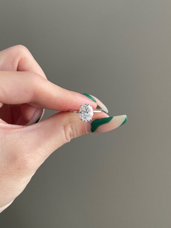 2 Carat Brilliant Oval Cut Moissanite Hidden Halo Engagement - Etsy