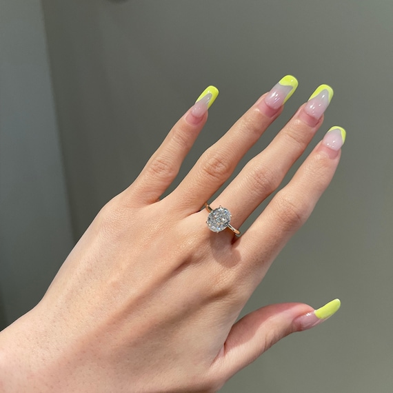 Carat Crushed Ice Oval Cut Moissanite Solitaire Engagement Ring