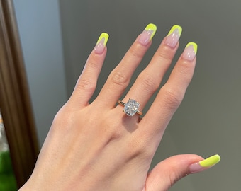 4 Carat Crushed Ice Elongated Cushion Cut Moissanite Solitaire Engagement Ring, D VVS1, 10K, 14K, 18K Gold & Platinum