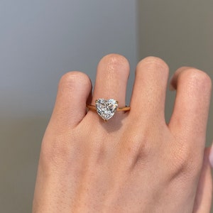 3 Carat Crushed Ice Hybrid Heart Shaped Moissanite 3-Prong Hidden Halo Pavé Bridge Solitaire Cathedral Engagement Ring, D VVS1