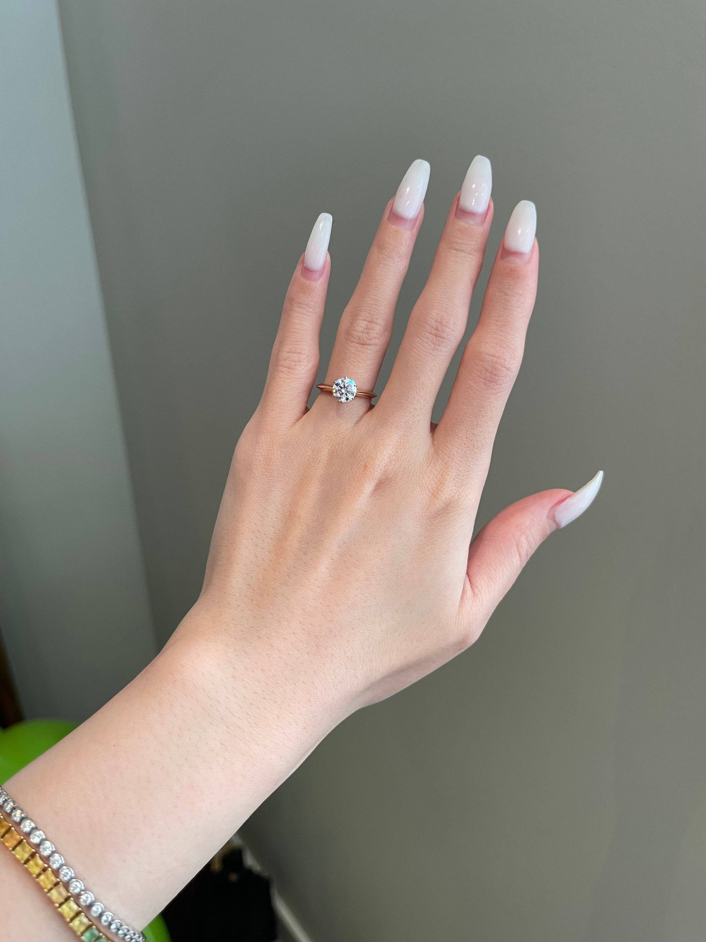 1 Carat Brilliant Round Moissanite 6 prong Classic Knife Edge