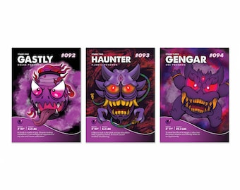 Custom Pokemon Card Gastly, Haunter, Gengar line (3 pack)