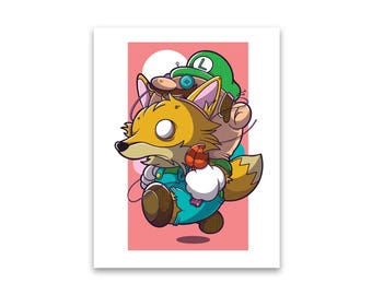 Kitsune Luigi 8.5x11" Original Art Print