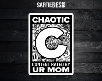 Chaotic Content Vinyl Die-Cut Sticker, Laptop Sticker, Water Bottle Sticker