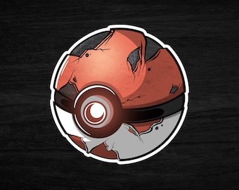 3" Grunge Pokeball, Vinyl Die-Cut Sticker, Laptop Sticker, Water Bottle Sticker