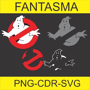 Puede incluir: Un círculo rojo con una línea diagonal que lo atraviesa, con un fantasma blanco en su interior. El fantasma tiene una expresión de sorpresa y está delineado en negro. El texto "FANTASMA" está en amarillo en la parte superior de la imagen. El texto "PNG-CDR-SVG" está en amarillo en la parte inferior de la imagen.