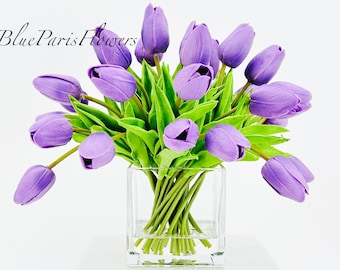 Set 4 Tulipani Artificiali con Real Touch Altezza 67 cm Verde | Leroy