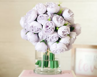 Lavender Faux Peony Arrangement: French Country Centerpiece