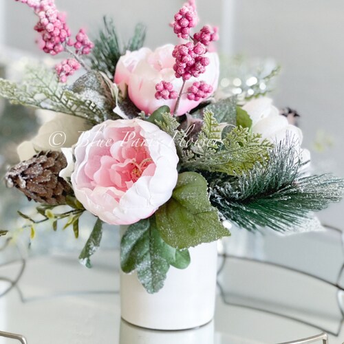 Christmas Faux Artificial Flower Arrangementchristmas Faux Etsy