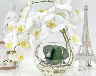 Flores artificiales, orquídeas falaenopsis artificiales, centros de mesa de  hotel, orquídeas artificiales para decoración en maceta, 10 ramas, toque