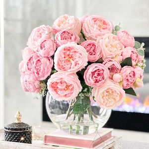 X-Large Pink Peony Arrangement: French Style Faux Floral Centerpiece