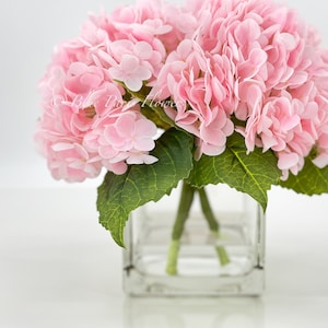 Pink Real Touch Hydrangea Arrangement: French Faux Floral Centerpiece