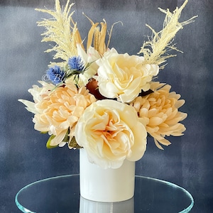Fall or Thanksgiving Arrangement, Peonies, Dahlias in Vase, Floral Decor Centerpiece, Faux Florals Artificial Flowers Silk Floral Decor