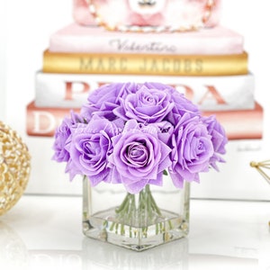 Real Touch Purple-lavender Rose Arrangement-fake Flowers-artificial ...